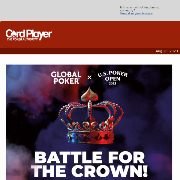 💰 Global Poker U.S. Poker Open Runs Aug. 21 to Sept. 3