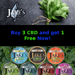 Jake's CBD Bonus Day!  Buy any CBD 3-pack and get 1 CBD tin FREE