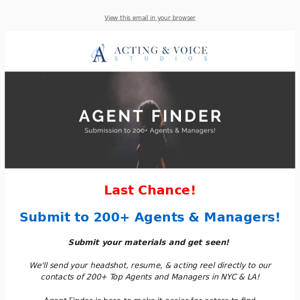 Last Chance - Submit to 200+ Agents Now!