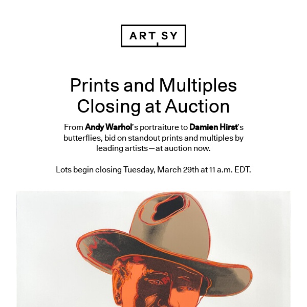 Last chance to bid | Works by Andy Warhol, Frank Stella, Stanley Whitney