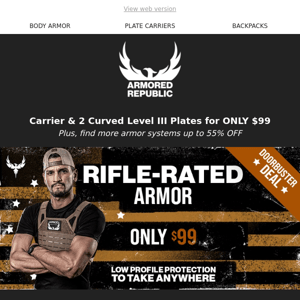 [ONLY $99] Level III Armor + Low-Profile Carrier