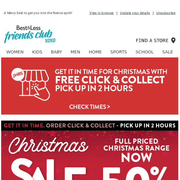 🚨 SALE: 50% Off full priced Christmas Range!