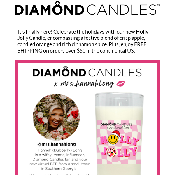 Celebrate the Holidays with Diamond Candles' New Holly Jolly Candle 🎄