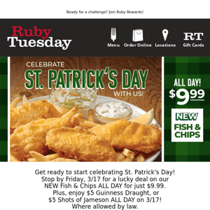 Celebrate ☘️ St. Patricks  ☘️ Day with $9.99 Weekend Deals and more!