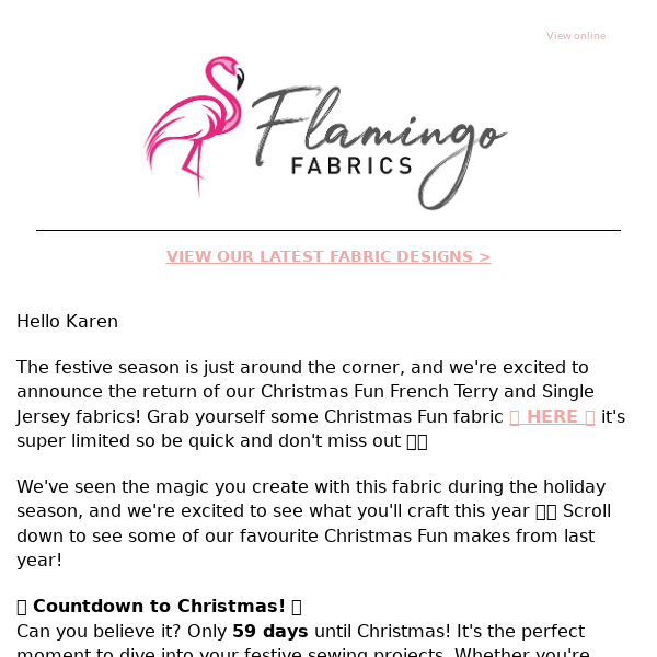Flamingo Fabrics Now Available! Christmas Fun French Terry & Jersey 🎄🎅