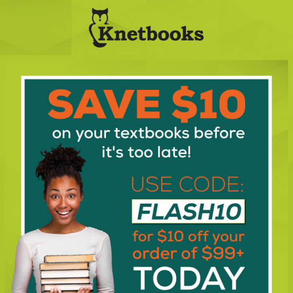 ⚠️ Flash Sale ⚠️ Save $10 on Textbook Rentals Today Only 📚😲