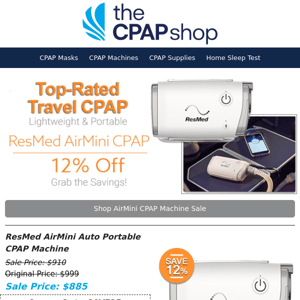 Selling Fast! Travel-Friendly ResMed AirMini CPAP on Sale + Free Shipping