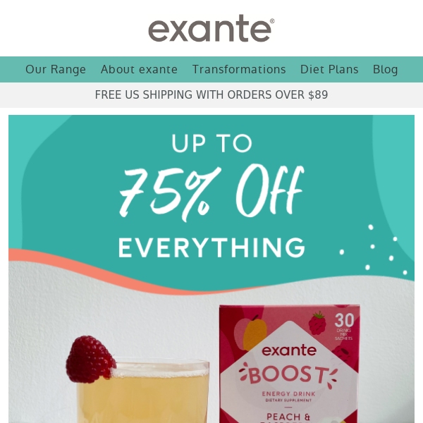 Up to 75% off everything NOW!