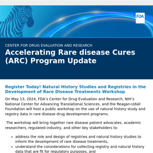 Register Today! Natural History Studies and Registries in the Development of Rare Disease Treatments Workshop