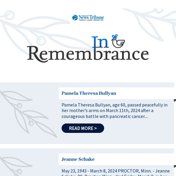 Recent Obituaries for Thursday, March 14, 2024