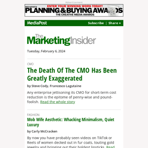 Marketing Insider: The Death Of The CMO Has Been Greatly Exaggerated