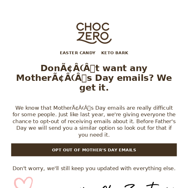 Don't want to receive Mother's Day emails?