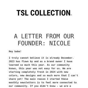 LETTER FROM OUR FOUNDER: NICOLE