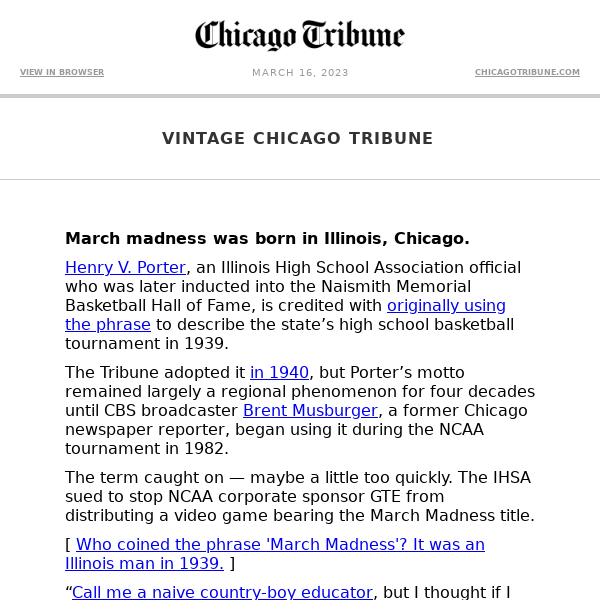 March Madness was born in Illinois. Here’s history of Chicago teams in the tournament.