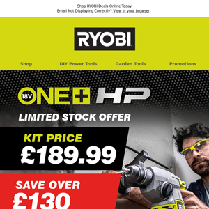 Save over £130 on our 18V ONE+ HP Brushless SDS Starter Kit 🔨 - only while stocks last!