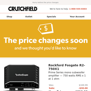 Sale ends soon on the Rockford Fosgate R2-750X1, more