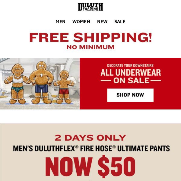 2 Days ONLY - Select Men’s DuluthFlex Pants From $50!