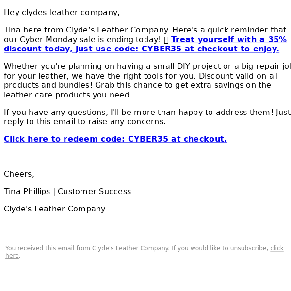 CLYDE'S LEATHER COMPANY Promo Code — 30% Off 2024