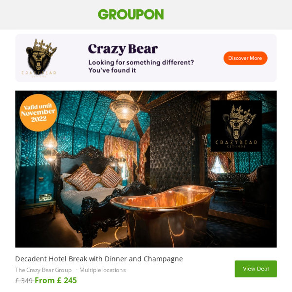 Crazy Bear is BACK with our best prices EVER!