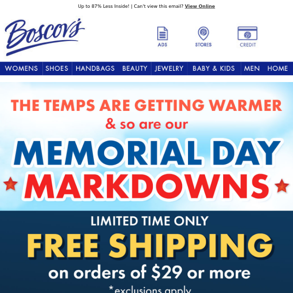 Memorial Day Markdowns Inside!