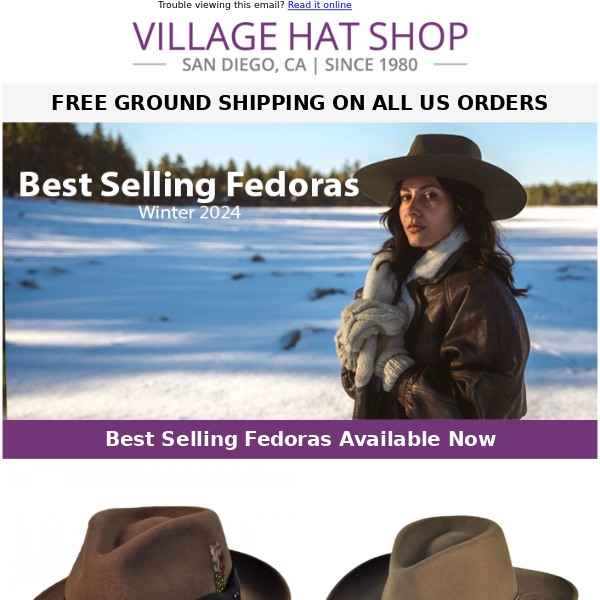 Best Selling Fedoras Available Now | FREE Ground Shipping on ALL US Orders