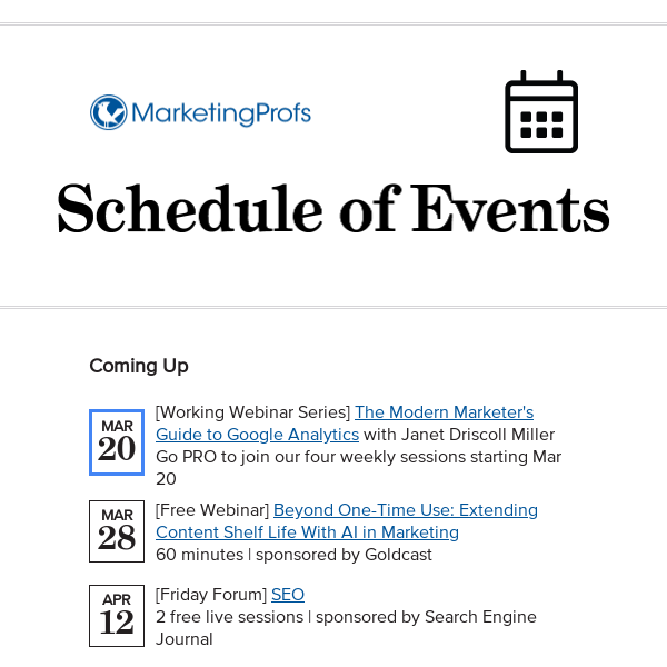 Upcoming Events at MarketingProfs - MarketingProfs