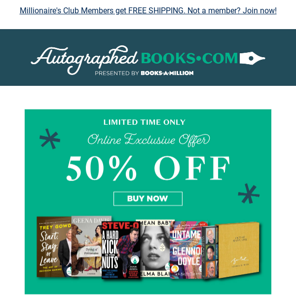 50% Off on AutographedBooks.com!