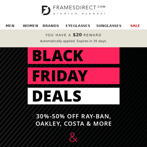 Black Friday Savings: Ray-Ban, Oakley, Costa & More!