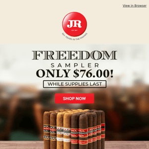 🥪 Brown Bag Lunch Special: 30-cigar Freedom Sampler only $76