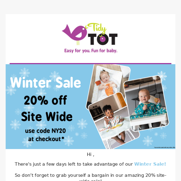 🚨 Hurry! 20% off all items at Tidy Tot! 🚨