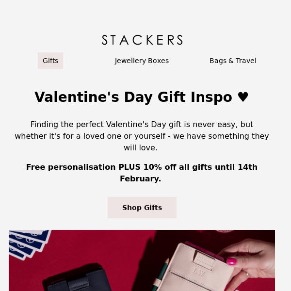 Free personalisation + 10% Off this Valentine's Day