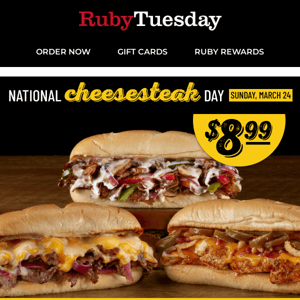 👋 SUNDAY'S DEAL: $8.99 Cheesesteaks & More