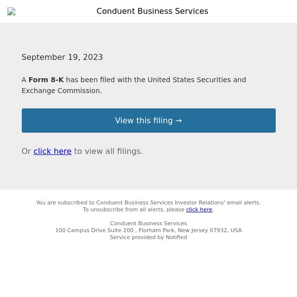 New Form 8-K for Conduent Business Services