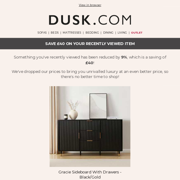 Gracie Sideboard With Drawers - Black/Gold has been reduced by 9%!