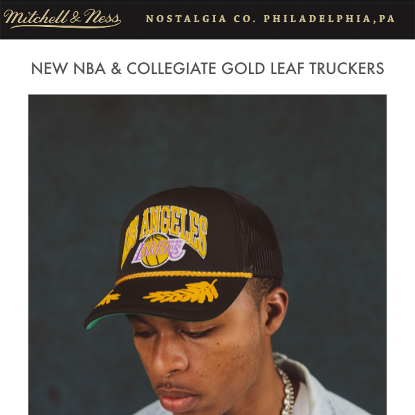 🔥🔥OFFICIAL MITCHELL & NESS LOGO ADJUSTABLE GOLD LEAF Hat NEW