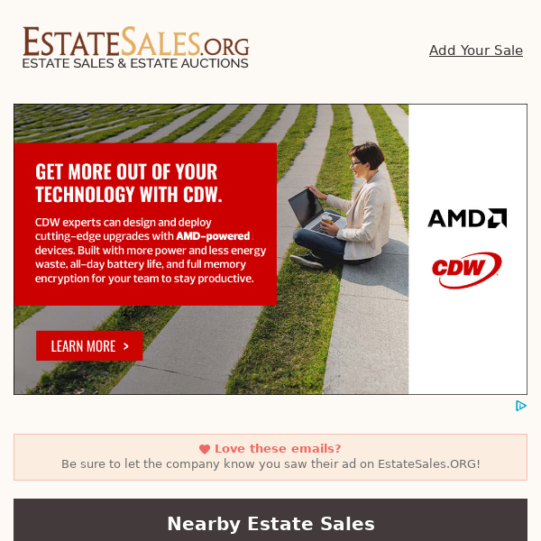 Your daily estate sales on EstateSales.org