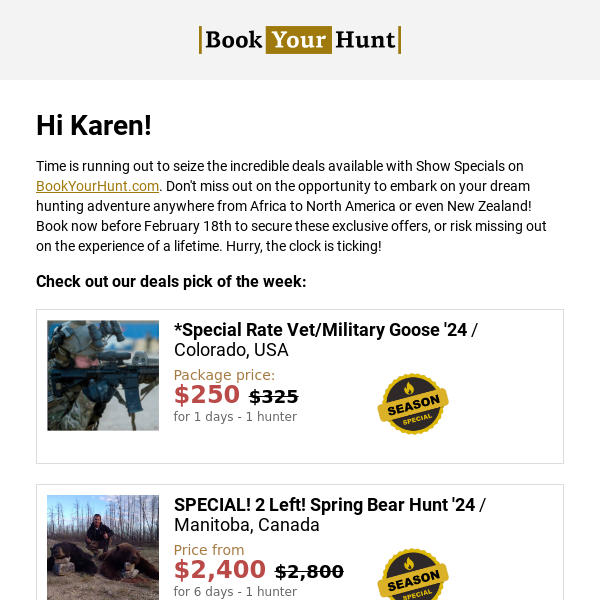 🚨 Last Chance Alert: Book Your Dream Hunting Trip Before It's Too Late! 🌟