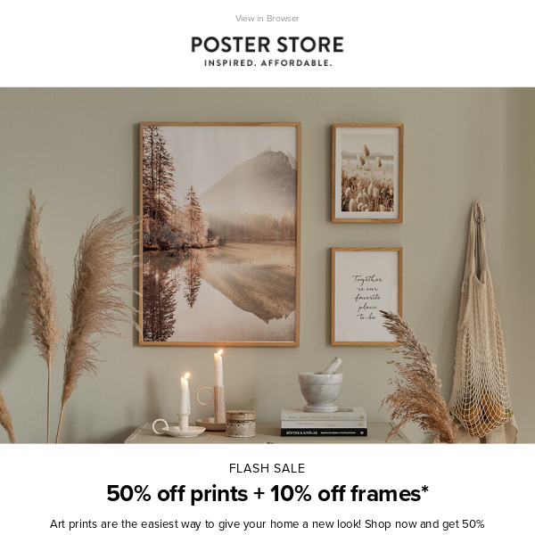 💥 FLASH SALE 💥 50% off prints + 10% off frames - Poster Store
