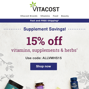 📣 Supplement Sale Begins! Get 15% OFF