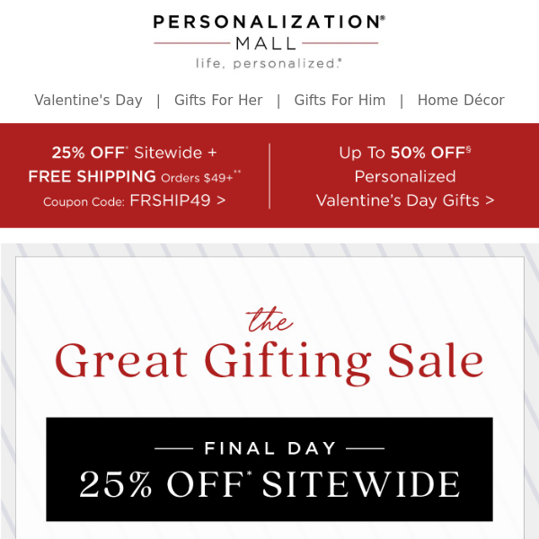 Final Day | Great Gifting Sale 25% Off + Free Shipping
