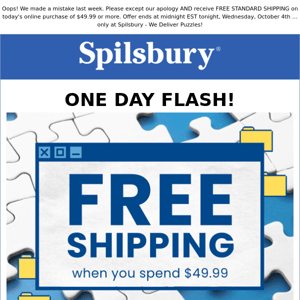 24HR Flash Sale! Free Shipping at Spilsbury 🚚⚡️