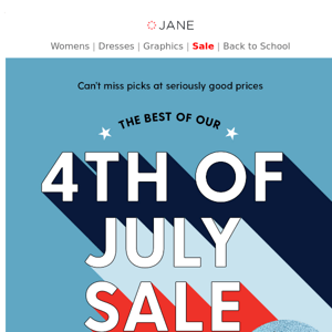 Here's your Wednesday message! Nothing says style like these best sellers—the 4th of July Sale has begun...