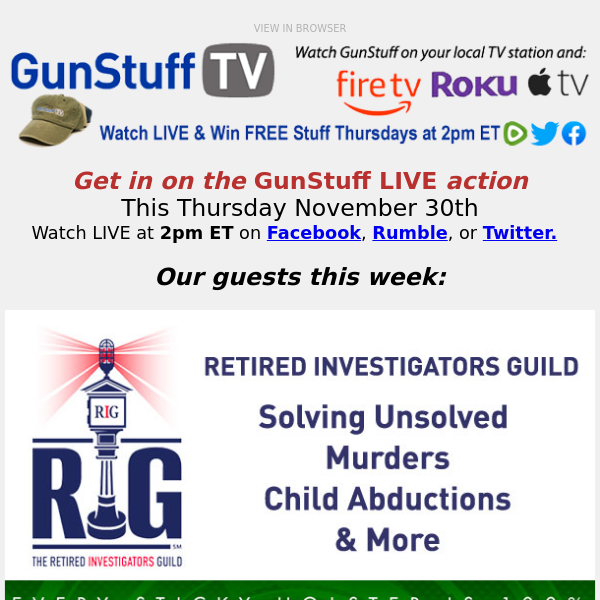 GunStuff 📺 LIVE Tomorrow: 223 Rem and 22LR Ammo sale continues