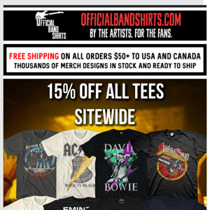 ⚡ Your Favorite Rock T-Shirts, 15% OFF!