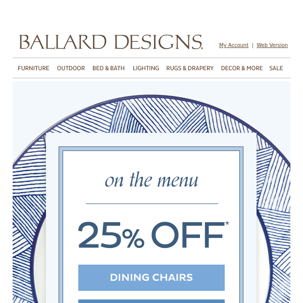 On the menu: 25% off dining furniture