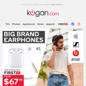 Apple, Beats, BOSE & More - Big Brand Earphones from $67.99!