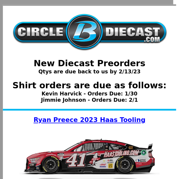 New Apparel & Diecast Preorders 1/25