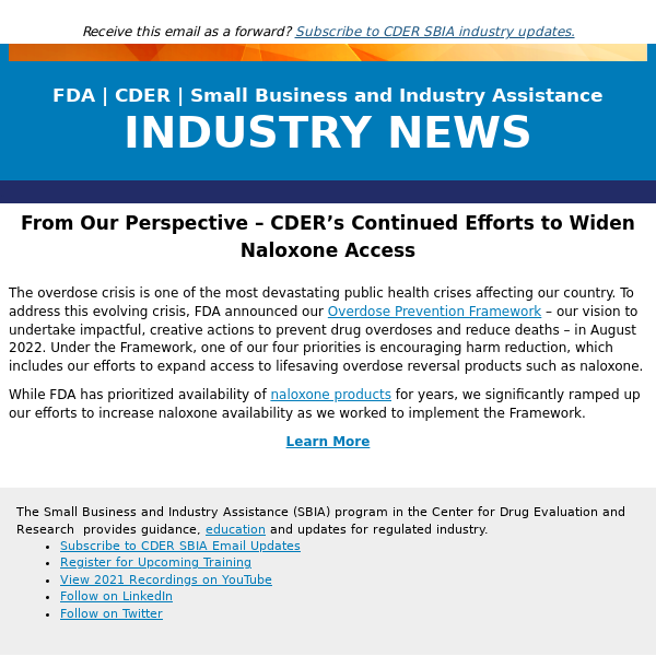 From Our Perspective – CDER’s Continued Efforts to Widen Naloxone Access