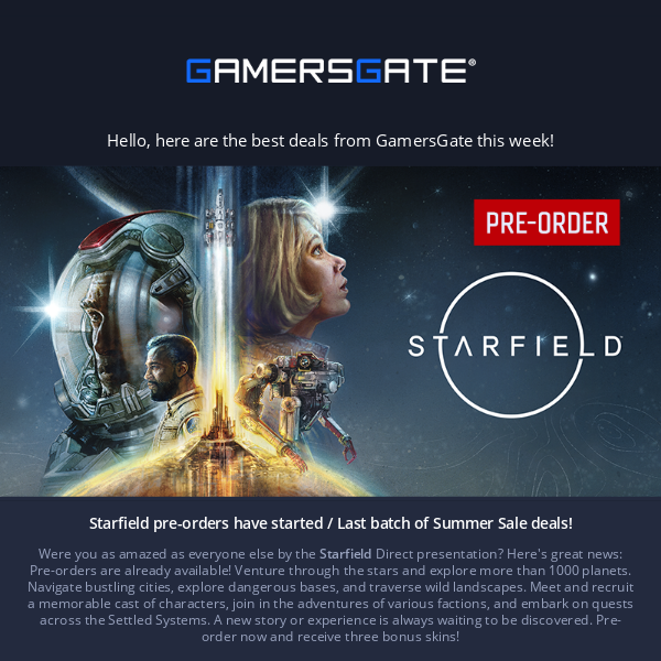 Starfield pre-orders have started / Last batch of Summer Sale