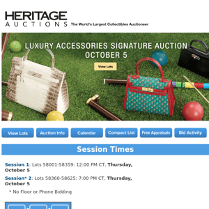 Bid Now: October 5 Luxury Accessories Auction